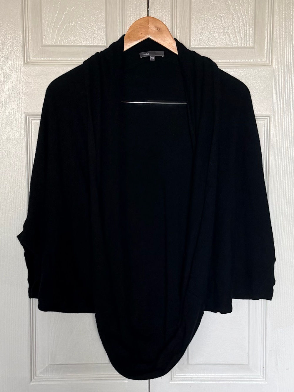 Vince 100% Cashmere Cocoon Shrug Cardigan Black XS Batwing Open Front